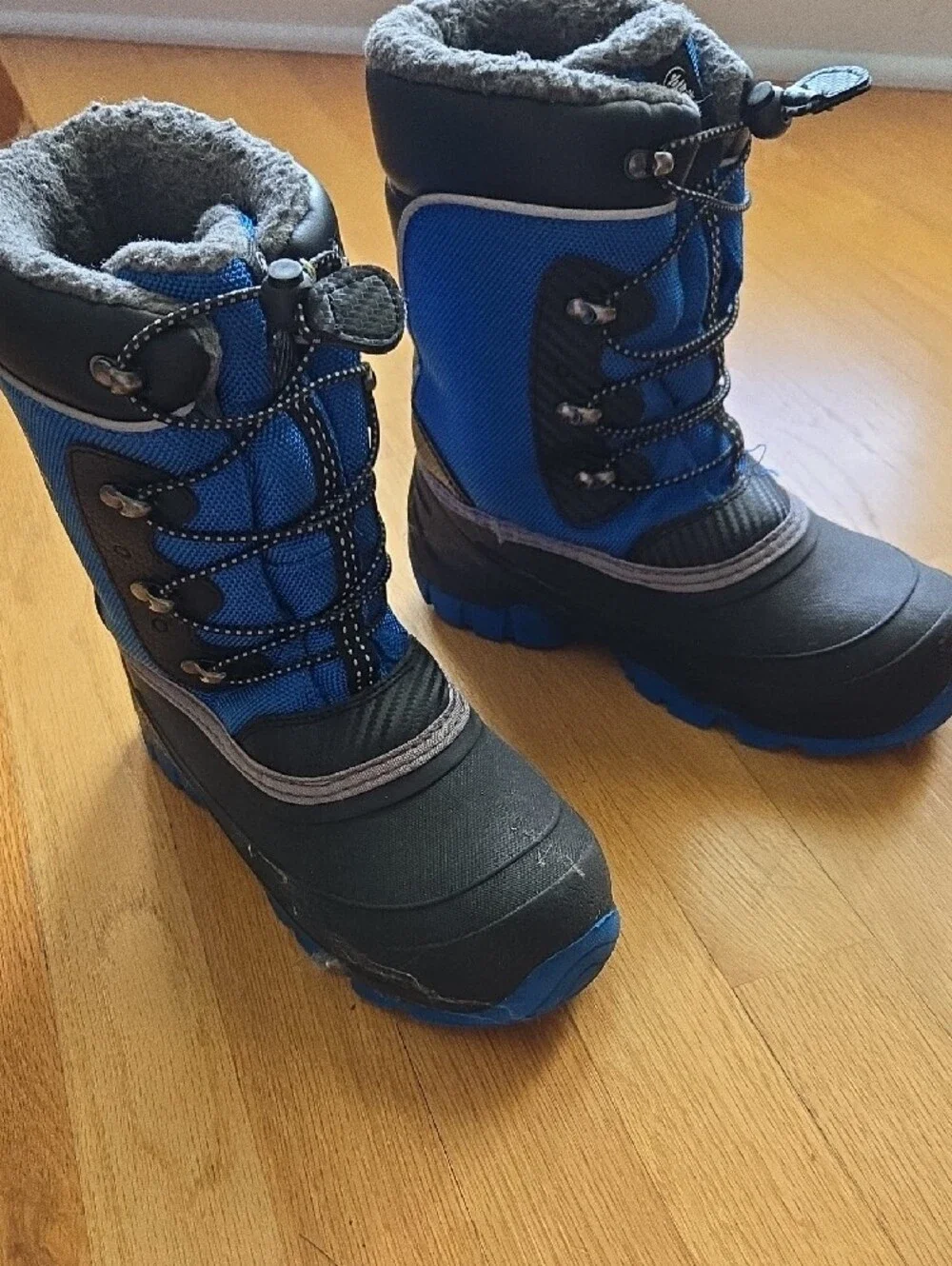 Kamik Luke 3 Kids Blue and Black Insulated Snow Boots Size 5 Big Boys